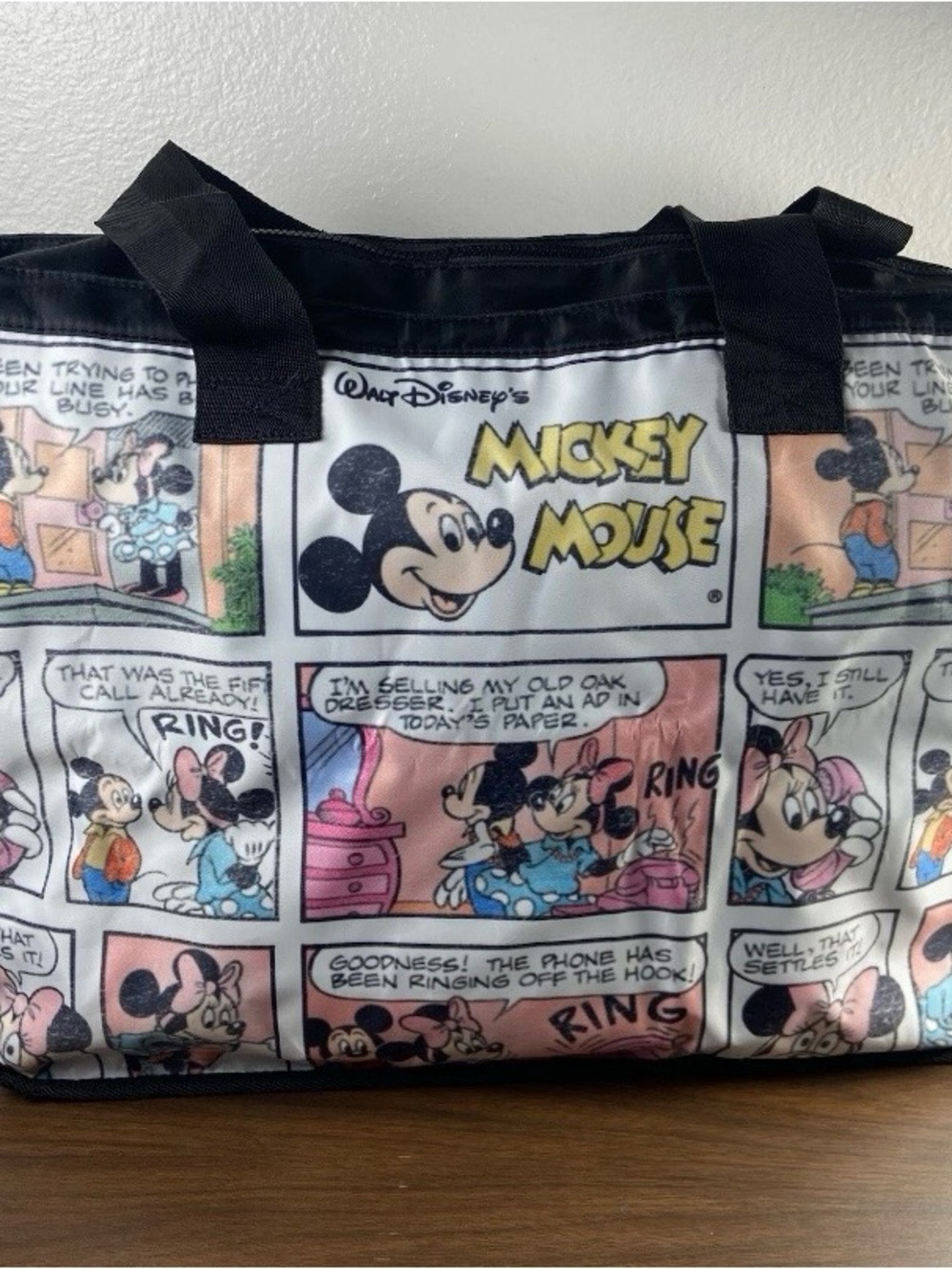Disney Mickey Mouse Comic Strip Tote Bag in Black and Multicolor